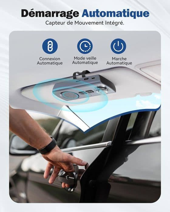 Handsfree bilsats Bluetooth 5.3, GPS-högtalare Mikrofon Musikassistent Siri&amp;Google Auto Reconnect, 800mAh TF-kortplats