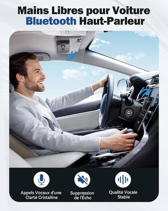 Handsfree bilsats Bluetooth 5.3, GPS-högtalare Mikrofon Musikassistent Siri&amp;Google Auto Reconnect, 800mAh TF-kortplats