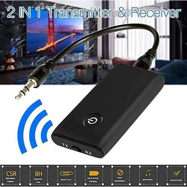 Bluetooth 5.0 trådlös sändare Ljudmottagare 3,5 mm Jack Aux Bluetooth Adapter Ljudkabel för högtalare