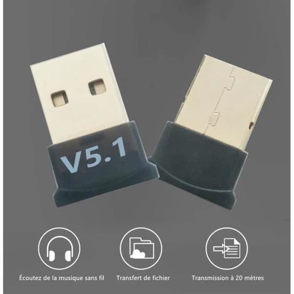 USB Bluetooth-adapter - YIKXIULF - V5.1 - Kompatibel med Windows 11/10/8.1 - Överföring 10-20m - Hastighet 3 Mbps