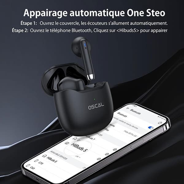 Sportshörlurar Oscal HiBuds 5, Trådlösa Bluetooth-stereohörlurar IPX4 vattentåliga för iOS Android - Svart