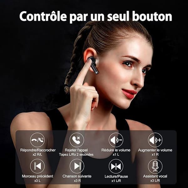 Sportshörlurar Oscal HiBuds 5, Trådlösa Bluetooth-stereohörlurar IPX4 vattentåliga för iOS Android - Svart