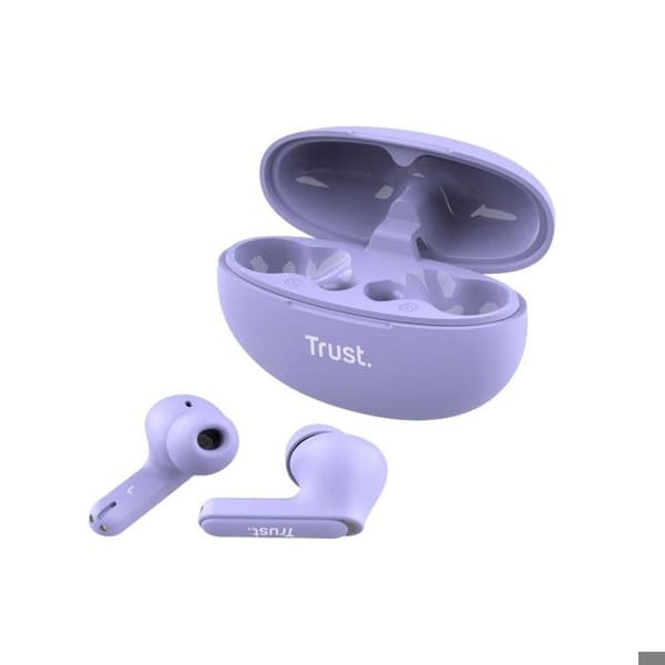 Trust Yavi Wireless In Ear Bluetooth-hörlurar med 2 ENC-brusreducerande mikrofoner, 23H speltid, Buds Android iPhone - Lila