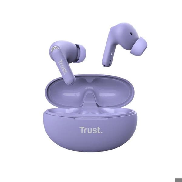 Trust Yavi Wireless In Ear Bluetooth-hörlurar med 2 ENC-brusreducerande mikrofoner, 23H speltid, Buds Android iPhone - Lila