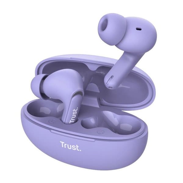 Trust Yavi Wireless In Ear Bluetooth-hörlurar med 2 ENC-brusreducerande mikrofoner, 23H speltid, Buds Android iPhone - Lila