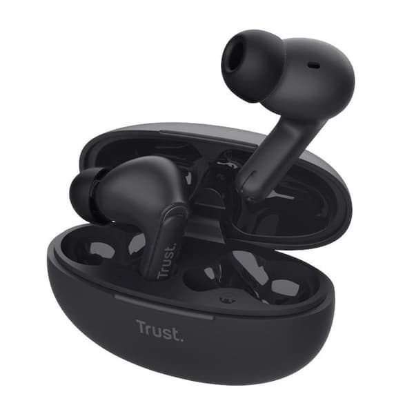 Trust Yavi ENC trådlösa Bluetooth-hörlurar, 85 % återvunnen plast, headset med brusreducerande mikrofoner - svart