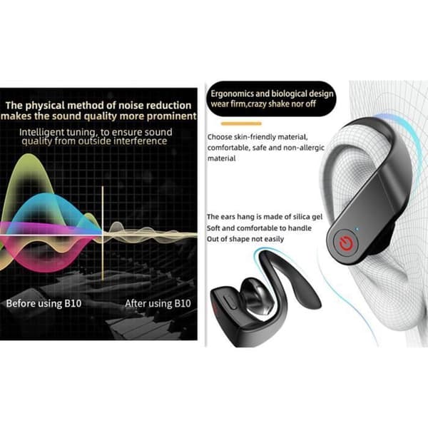 Bluetooth-hörlurar, trådlösa sporthörlurar Vattentät IPX7 3D Hi-Fi stereoljud 50h batteritid, med brusreduceringsteknik