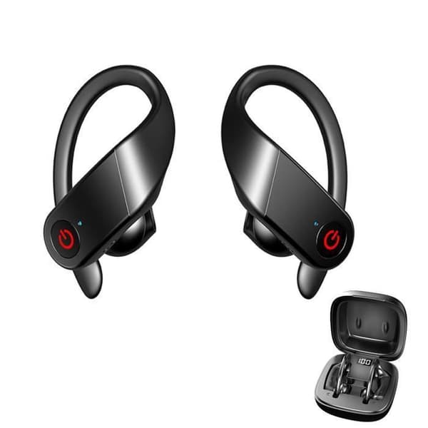 Bluetooth-hörlurar, trådlösa sporthörlurar Vattentät IPX7 3D Hi-Fi stereoljud 50h batteritid, med brusreduceringsteknik