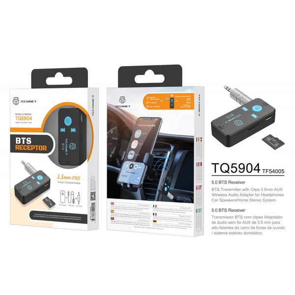 Techancy Bluetooth Audio Biladapter 3,5 mm AUX-ingång
