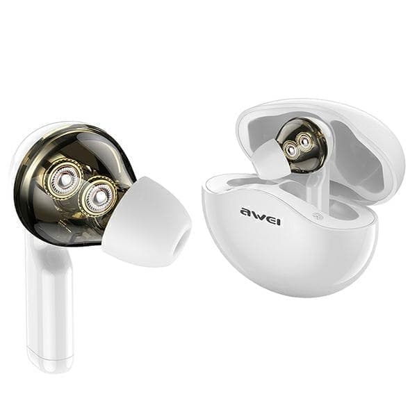 AWEI T12 TWS Bluetooth urheilukuulokkeet valkoinen/valkoinen