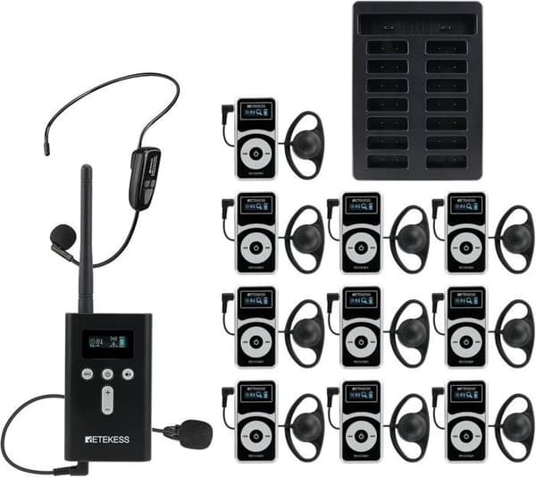 T130Pro Audio Guide System, Bluetooth-högtalare Tour Guide, 160m, brusreducering, Type-C-laddning för fabriksrundturer