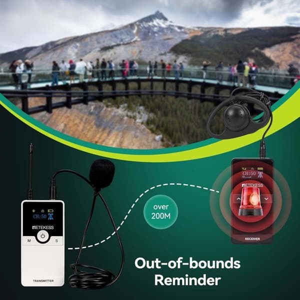 Retecess TT116 Audio Guide System, Bluetooth-högtalare, D-headset, brusreducering, 200M, översättning för turism, fabrik