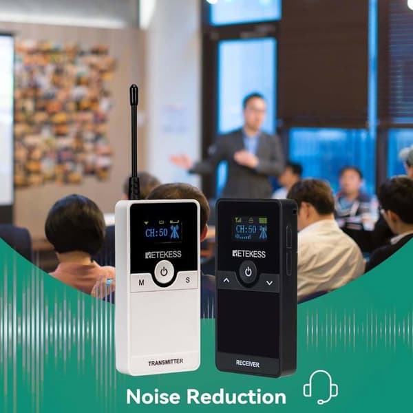 Retecess TT116 Audio Guide System, Bluetooth-högtalare, D-headset, brusreducering, 200M, översättning för turism, fabrik