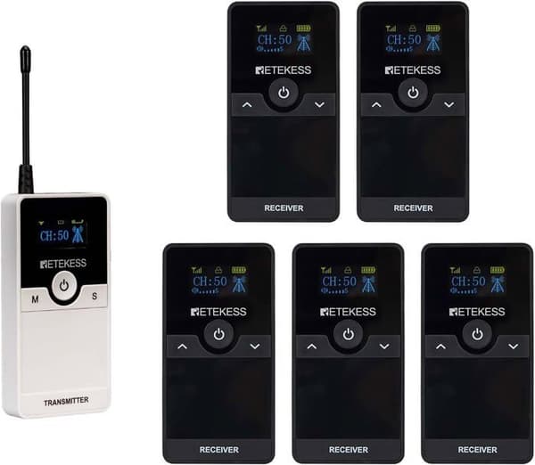Retecess TT116 Audio Guide System, Bluetooth-högtalare, D-headset, brusreducering, 200M, översättning för turism, fabrik