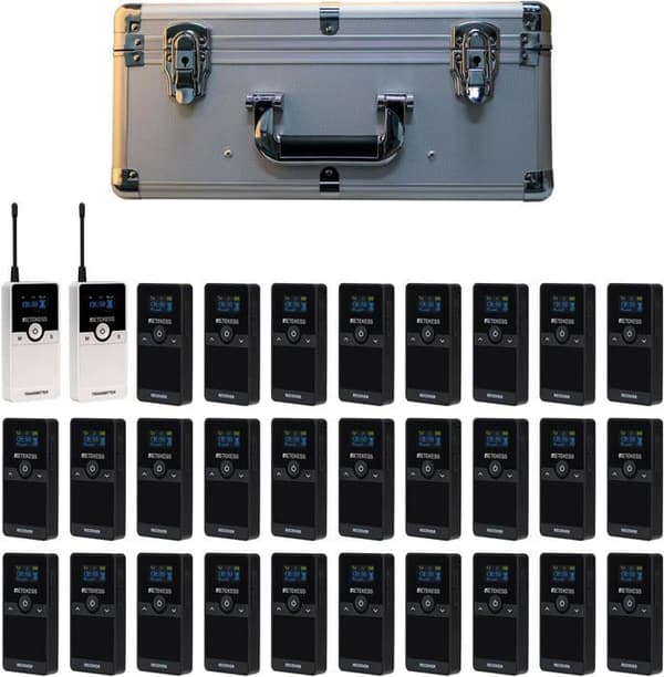 Retecess TT116 Wireless Tour Guide System, Bluetooth-högtalare, med 30 platser laddningsfodral, för sightseeing, fabrik