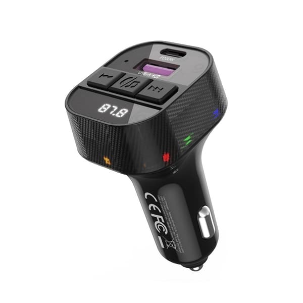 Bluetooth FM Sändare 30W Snabbbilladdare med 1 X USBC, 2XUSB-laddning