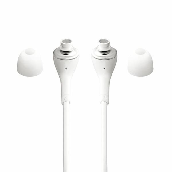 Vita trådbundna stereo-in-ear-hörlurar för General Mobile Era 30 med volymkontroll och mikrofon