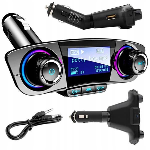 Bluetooth 5.0 FM-sändare med AUX & USB - Till Bil
