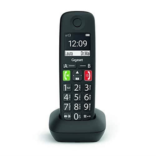 Gigaset E290HX, ytterligare mobiltelefon med höga ringsignaler, stora siffror och förstärkt ljud, snabbvalsknappar, Svart