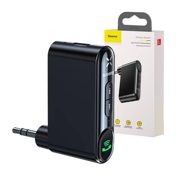Baseus Qiyin AUX Bluetooth-mottaker for bil Svart