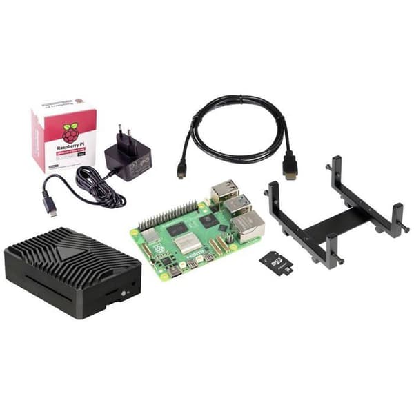Joy-it Embedded DIN-RAIL - VESA Pi5 Kit Raspberry Pi® 5 B 8 GB 4 x 2,4 GHz med fodral, med strömförsörjning, med Noobs