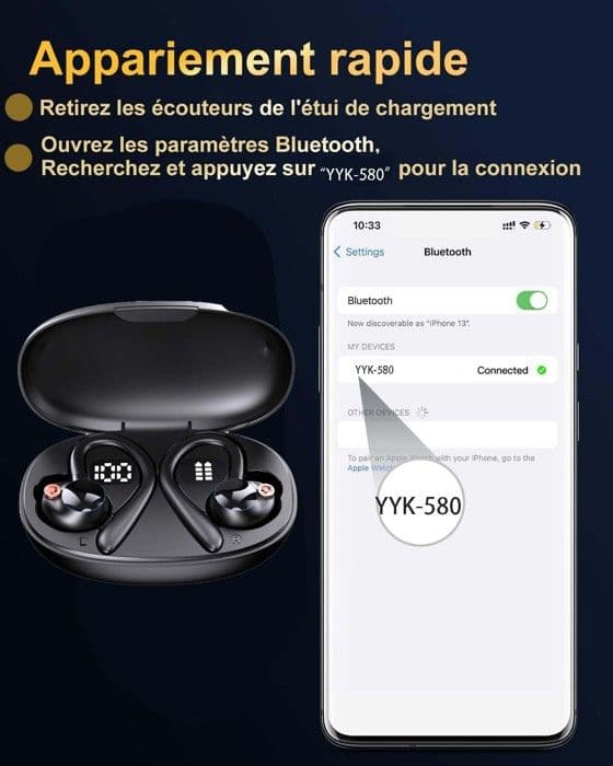 Trådlösa Sport Bluetooth-hörlurar, Bluetooth 5.3 HiFi Stereo-hörlurar, Löpande Bluetooth-headset IP7 Vattentät