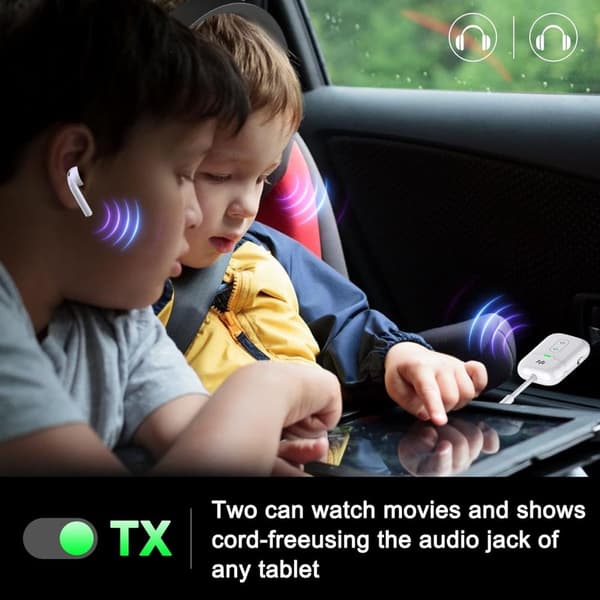 NÖRDIC Bluetooth 5.4-lähetin ja vastaanotin lentokoneelle ja televisiolle, jopa 2 laitetta, tukee aptX LL, aptX Adaptive, aptX HD