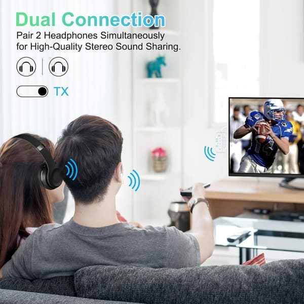 NÖRDIC Bluetooth 5.4-lähetin ja vastaanotin lentokoneelle ja televisiolle, jopa 2 laitetta, tukee aptX LL, aptX Adaptive, aptX HD