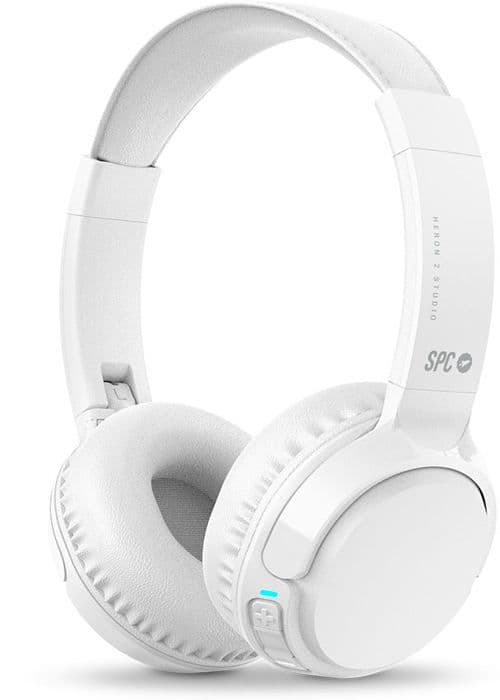 SPC HERON 2 STUDIO – Trådlösa Bluetooth-hörlurar, 50h batteri, dubbel simultananslutning, mikrofon och återvunnen plast – Vit