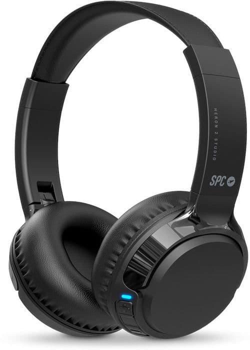 SPC HERON 2 STUDIO – Trådlösa Bluetooth-hörlurar, 50h batteri, dubbel simultananslutning, mikrofon och återvunnen plast - Svart