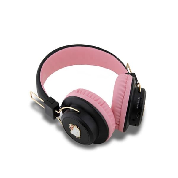 Hej Kitty Metal Logotyp Rund Form - Trådlösa hörlurar Bluetooth V5.3 (rosa)