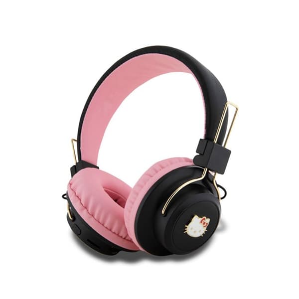 Hej Kitty Metal Logotyp Rund Form - Trådlösa hörlurar Bluetooth V5.3 (rosa)