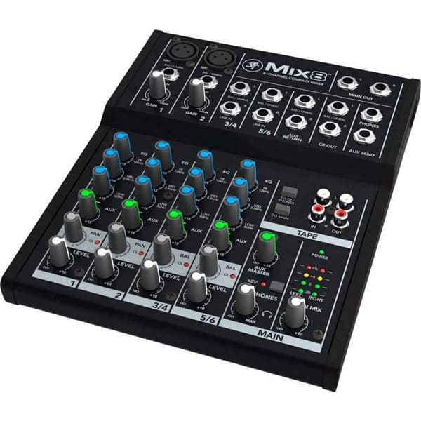 Mixer - Mackie - MIX8 - 8 kanaler - 2 XLR mikrofon/linjeingångar - Fantomkraft