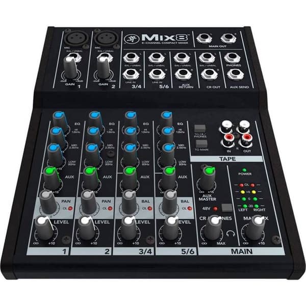 Mixer - Mackie - MIX8 - 8 kanaler - 2 XLR mikrofon/linjeingångar - Fantomkraft