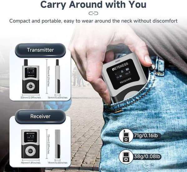 Retekess T130U ljudguide-set, mikrofon för turistguide, 200m, en nyckel drift, 16 USB-laddningsportar