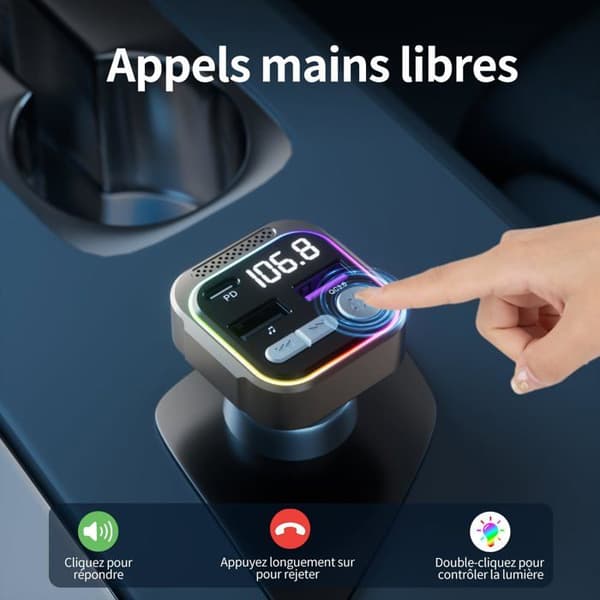 Bluetooth-adapter - GizmoVine - Bil - Snabb laddning PD 36W - Bluetooth 5.3 - Handsfree-samtal
