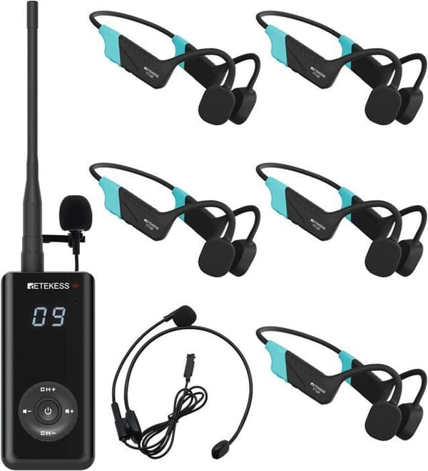Retekess TT120 Trådlöst ljudsystem, IP68 vattentålig, benledning, 120 M, Radiosystem/ trådlösa samtal