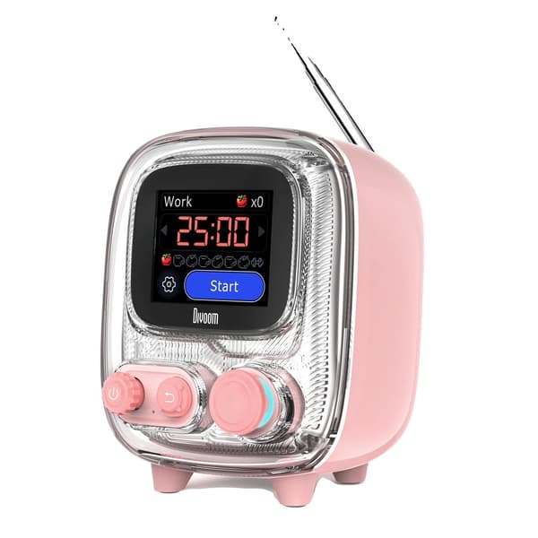 Divoom Bluetooth Højttaler, Retro Design, Flere Lydtilstande,T tiivoom 2 pink