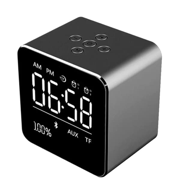 V9 Bluetooth Højttaler, Multifunktionel Vækkeur, Lang Batterilevetid,Sort