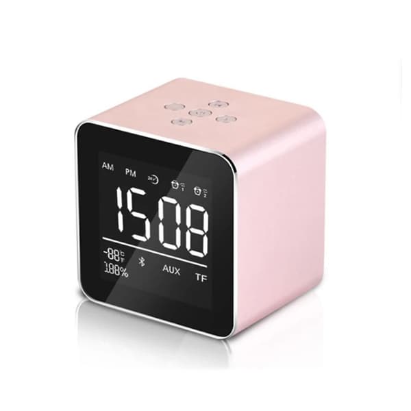 Trådløs Bluetooth-højttaler, Dual Alarm-funktion, 8 timers spilletid,Lyserød