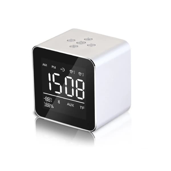 Trådløs Bluetooth-højttaler, Dual Alarm-funktion, 8 timers spilletid,Hvid