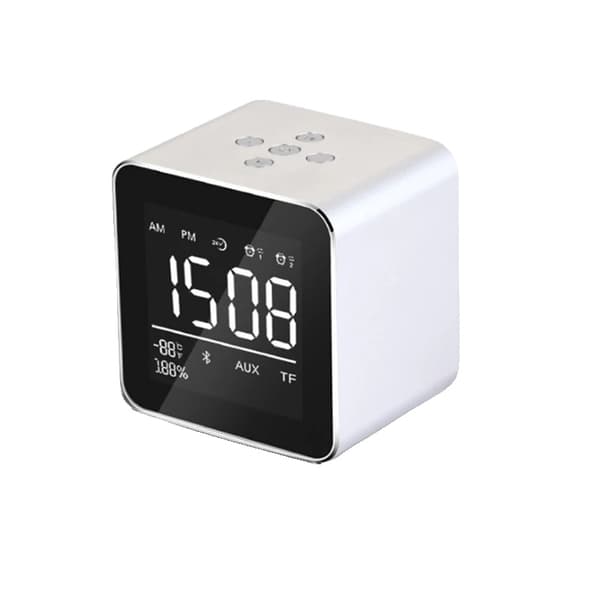 Trådløs Bluetooth-højttaler, Dual Alarm-funktion, 8 timers spilletid,Hvid