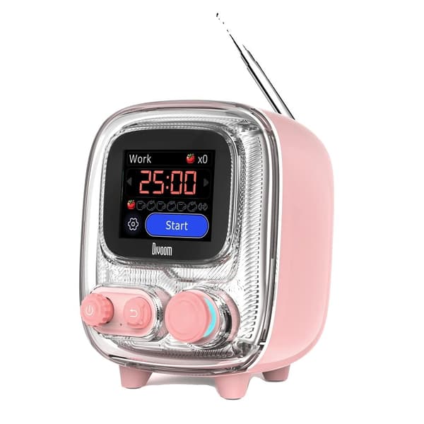 Divoom Kannettava Bluetooth-kaiutin, Useita äänitiloja, Retrodesign,T tiivistys 2 Pinkki