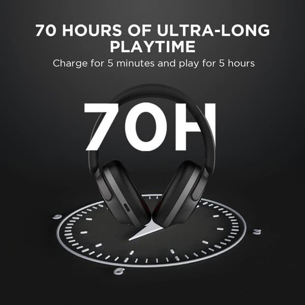 1MORE SonoFlow - Fällbar trådlös hörlurar - LDAC - Hi-Res - QuietMax™ - Bluetooth 5.0 - 70H batteritid - Svart
