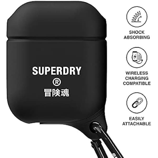 Airpod Fodral - Superdry - Vattentät - Silikon - Svart