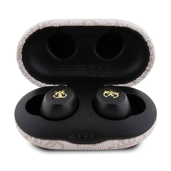 Guess 4G metalllogotyp - TWS ENC Bluetooth-headset + laddningsfodral (rosa)