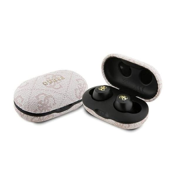 Guess 4G metalllogotyp - TWS ENC Bluetooth-headset + laddningsfodral (rosa)
