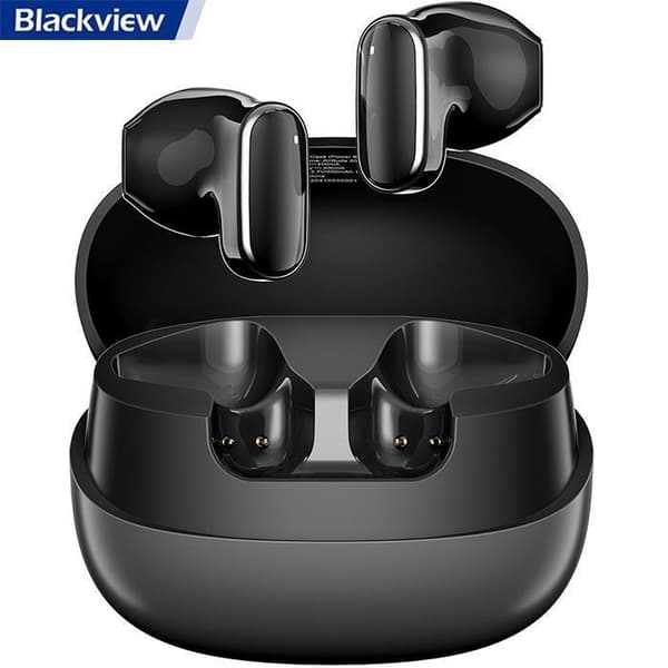 Trådlösa hörlurar Blackview AirBuds 20, Bluetooth-hörlurar med brusreducering DNS 400 mAh IPX4 vattentåliga - Svart