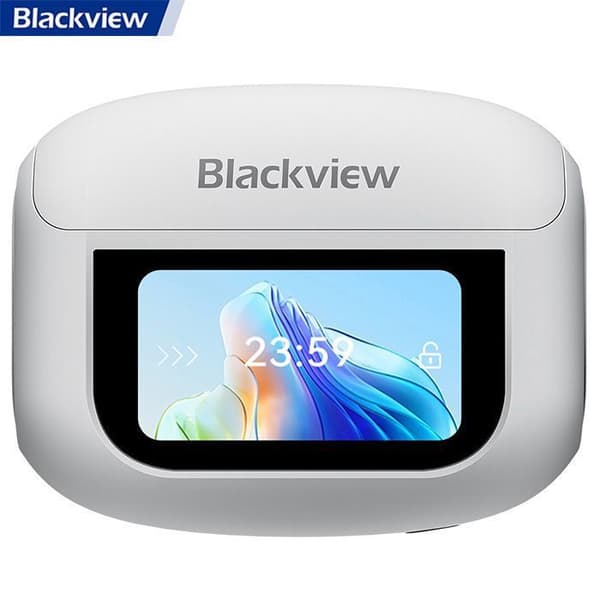 Trådlösa hörlurar Blackview AirBuds 12, Bluetooth-hörlurar utan sladd BT 5.4 Med LED-pekskärm 400mAh ANC&amp;ENC IPX7 vattentåliga - Vit
