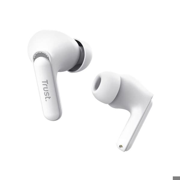 Trust Yavi ENC trådlösa Bluetooth-hörlurar, 85 % återvunnen plast, headset med brusreducerande mikrofoner - vit